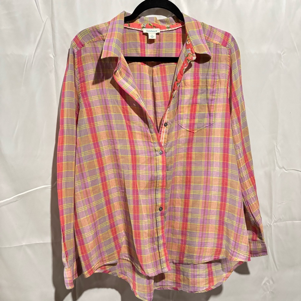 Sundance Pink and Yellow Plaid Button Down Shirt